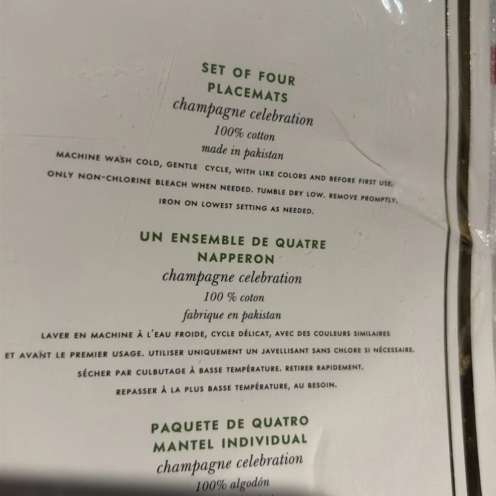 KATE SPADE SET 4 CHAMPAGNE CELEBRATION Placemats‎ New Years Birthday Party 🍾🎉